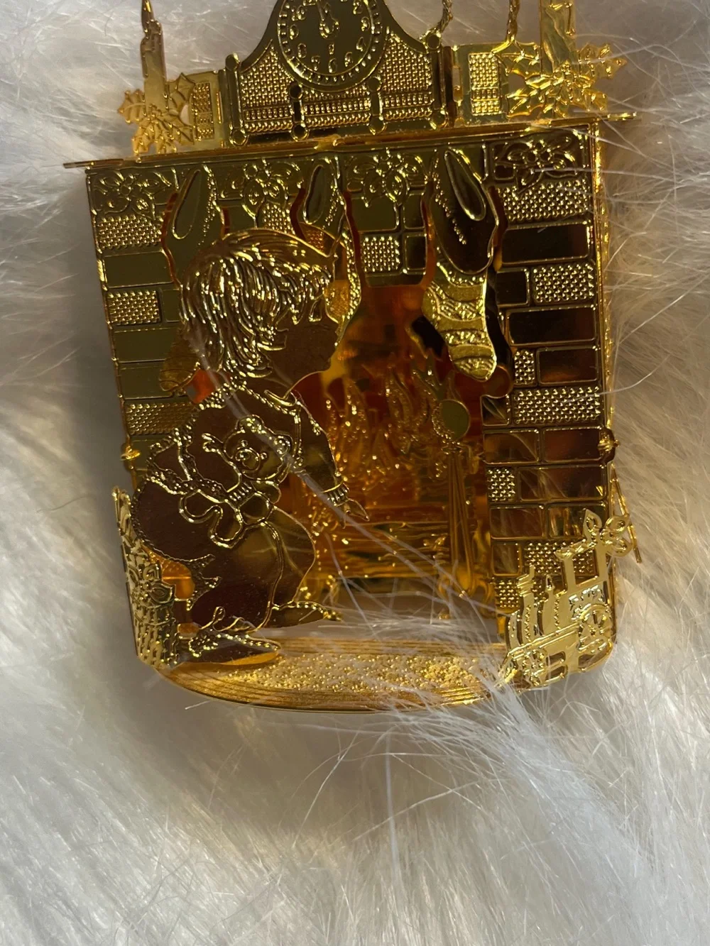 Danbury Mint 2001 23KT Gold Plated Ornament “Waiting For Santa”.